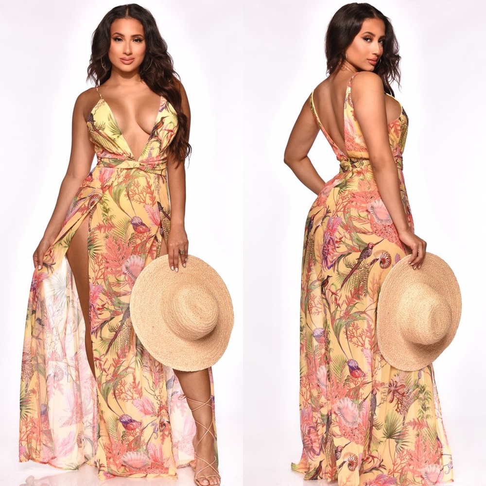 Paradise Twist Slit Maxi Dress